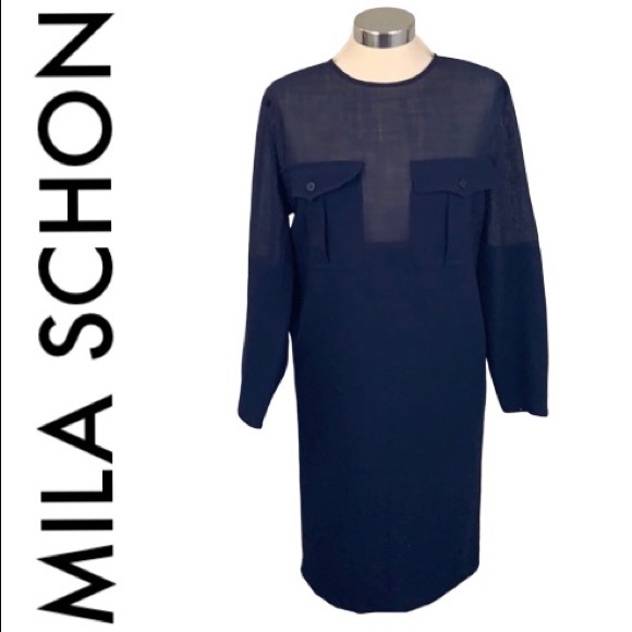 Mila Schon Dresses & Skirts - MILA SCHON NAVY BLUE DRESS SIZE MEDIUM